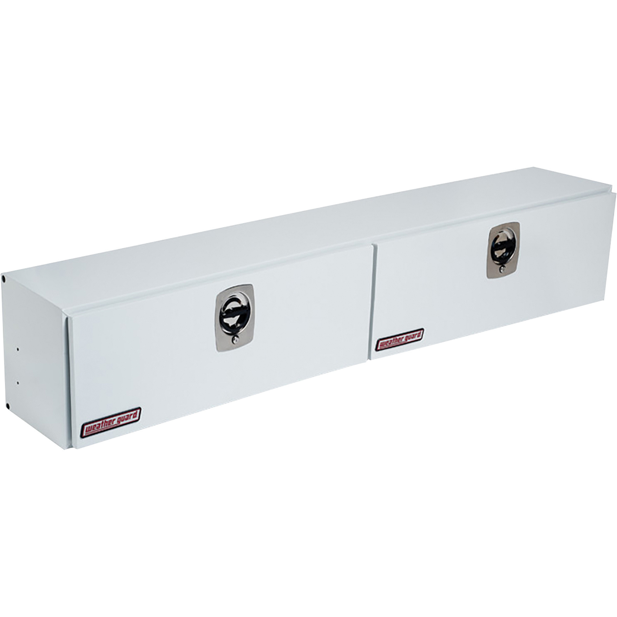 Weather Guard High-Side Dual Door Truck Tool Box, Steel with Aluminum Doors, White, 3-Point Latching, 90.25in. x 13.5in. x 16in., Model# 290-3-02